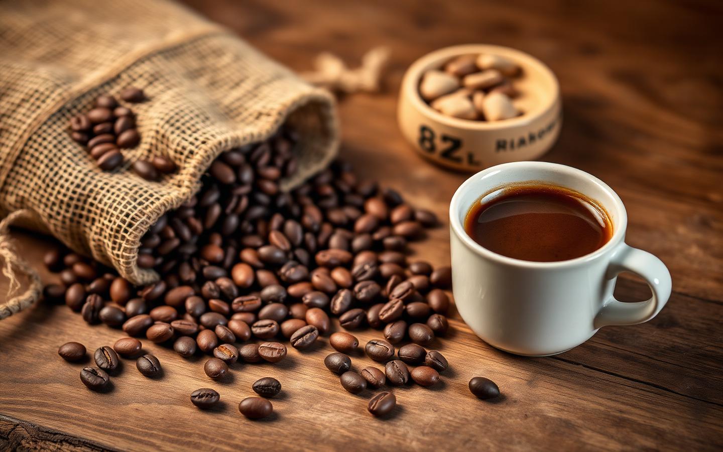 Freshly roasted specialty coffee beans and espresso